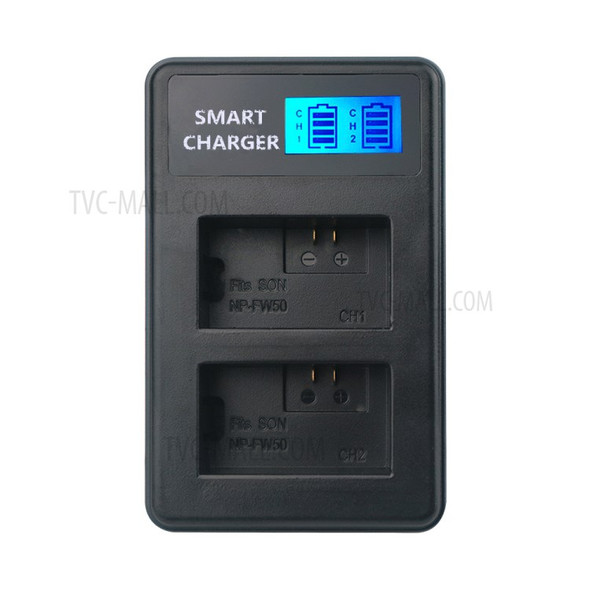 Double-Bay NP-FW50 USB Battery Charger with LCD Display for Sony Alpha 7 / A7 / 7R / A7R etc