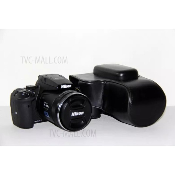 PU Leather Camera Protection Case for Nikon Coolpix P900S  - Black