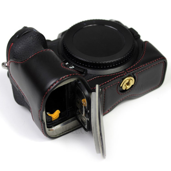PU Leather Camera Protection Bottom Case Bag Half Body Cover with Battery Opening for Nikon Z5/Z6/Z7/Z6II/Z62/Z7II/Z72 - Black