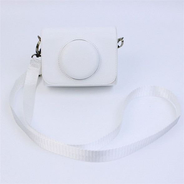 PU Leather Camera Bag for Sony ZV-1 Camera Shoulder Bag Horizontal Style Protective Cover - White