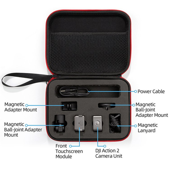 For DJI Action 2 Sports Camera Portable Storage Bag EVA Shockproof Carrying Case - Black/Black Liner