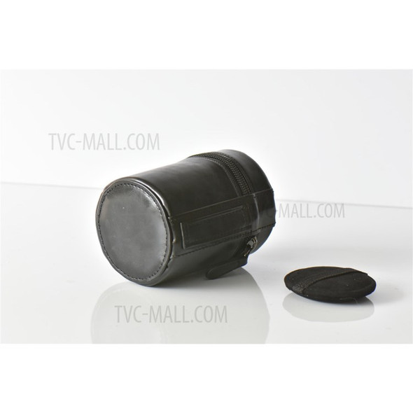 Camera Lens Pocket PU Leather Case for Nikon Canon Sony Fujifilm etc - Size: M / Black
