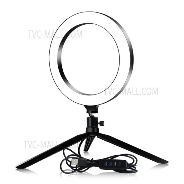 10 inch USB Ring Fill Light Live Broadcast Desktop Photography Lamp with Tripod