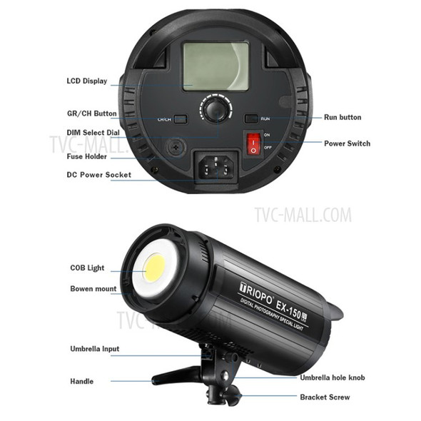 TRIOPO EX-150W LED Video Soft Light Live-Stream RA95 Fill Light Modeling Lamp for Studio Photography Lighting