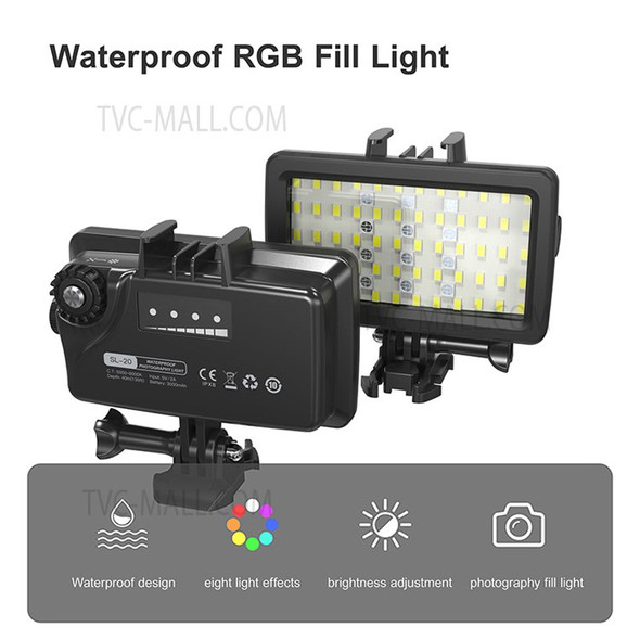 SL-20 Waterproof RGB Fill Light 8 Modes LED Video Light for Diving for GoPro Sargo Xiaoyi