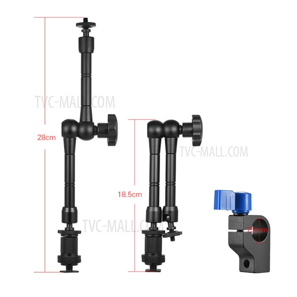 11-inch Adjustable Articulating Friction Arm with 15mm Rod Clamp Mount for Field Monitor