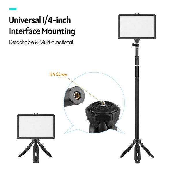 USB LED Video Light Portable Photography Lighting Kit with 2 LED Fill Light 3200K-5600K Dimming + 2 Extendable Tripod + 16 Color Filters for Live-Streaming Video Recording Online Meeting Teaching