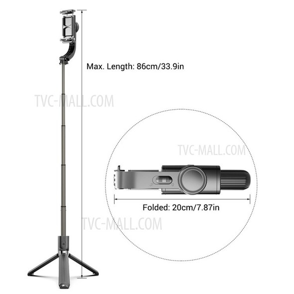 3 in 1 Phone Gimbal Stabilizer Selfie Stick Tripod 86cm 5-Section with Remote Shutter Phone Clamp