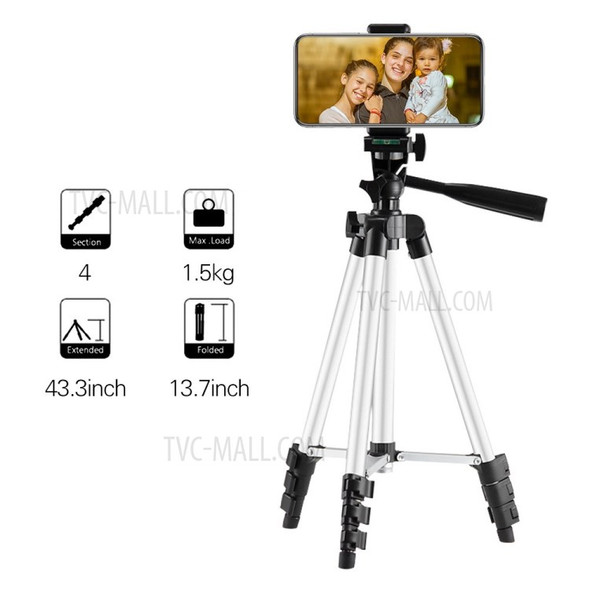 110cm Tripod Adjustable Height Four Sections 1/4 inches Screw for Smartphone Travel Photography Video Shooting Compatible with DSLR SLR Camcorder - 110cm