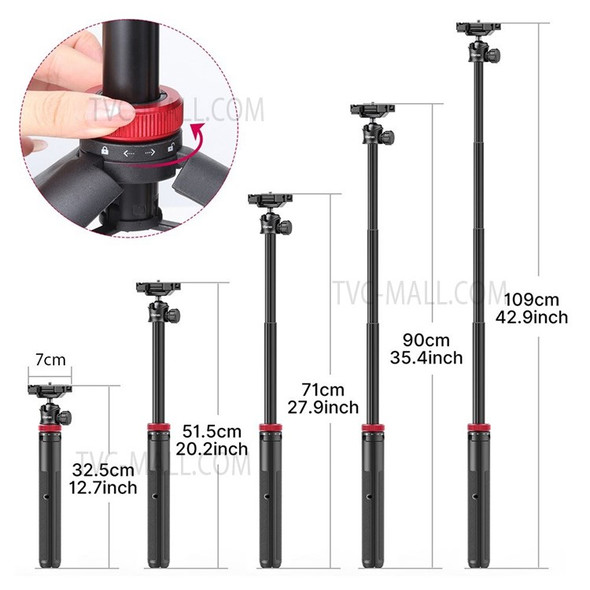 ULANZI MT-44 Extendable Mini Tripod Stand Flexible Portable Selfie Stick with 360° Rotatable Ball Head Quick Release Plate Phone Clip - White