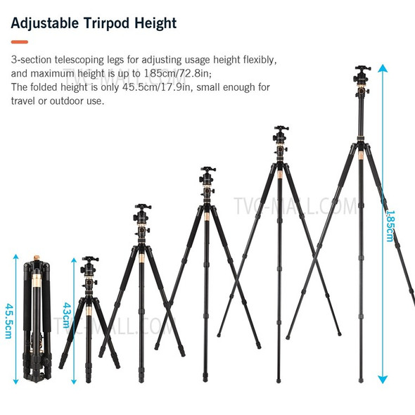 ANDOER TTT-011 Multi-functional Professional Photography Tripod Monopod with Carry Bag Camera Horizontal Tripods Aluminum Alloy 360-degree Rotating Ball Head Quick Release Plate