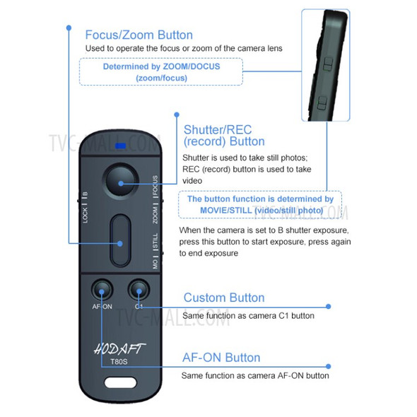 HODAFT T80S Bluetooth Remote Control Wireless Shutter Controller for Sony Camera