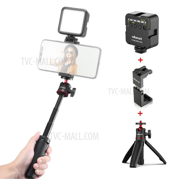 ULANZI Combo 6 Selfie Stick Tripod with Fill Light Detachable Holder for iPhone Android iPhone Video Recording Live Stream Makeup