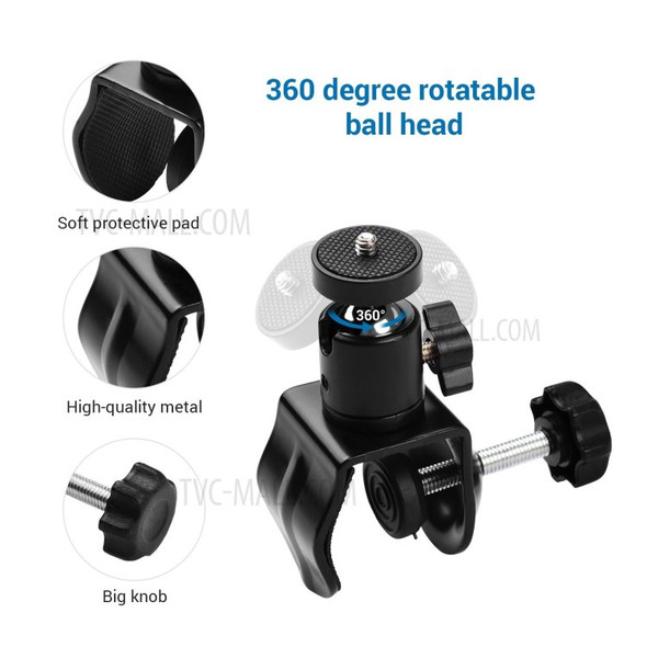 Andoer Super Clamp Mount U-shaped Fixing Clamp with Rotatable Ball Head for LED Light Camera Microphone