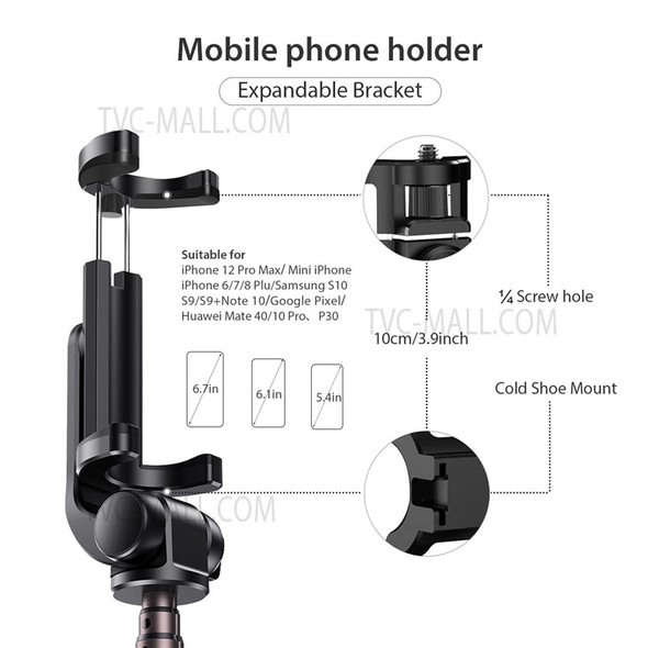 ANDOER F3 Professional Smartphone Video Kit Phone Video Rig with Rechargeable LED Video Light + Mini Microphone + Stretchable Selfie Stick Tripod with Phone Holder Remote Shutter