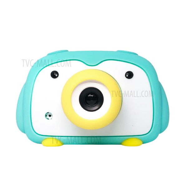 Cartoon Design 2.0 inch Screen Children Camera Toy Rechargeable Digital Camera Camcorder Kids Gift - Green Penguin