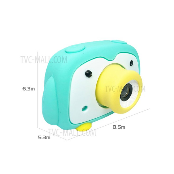 Cartoon Design 2.0 inch Screen Children Camera Toy Rechargeable Digital Camera Camcorder Kids Gift - Green Penguin