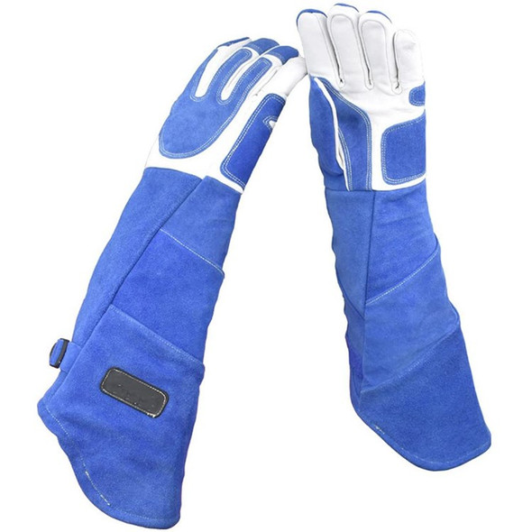 Bite-Proof Animal Handling Gloves Bird Handling Falcon Gloves Grabbing for Pet Training - Blue/M