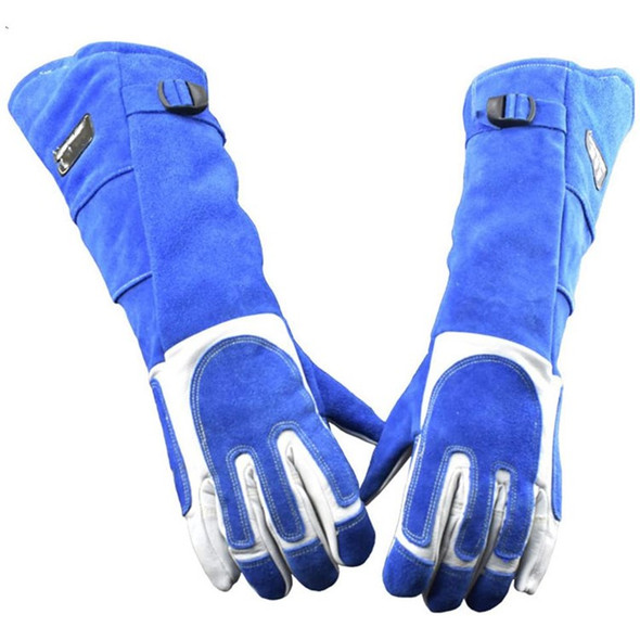 Bite-Proof Animal Handling Gloves Bird Handling Falcon Gloves Grabbing for Pet Training - Blue/M