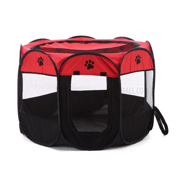 8-side Foldable Pet Tent Dog House Cage Dog Cat Tent Puppy Kennel, Size: 72 x 72 x 45cm - Red