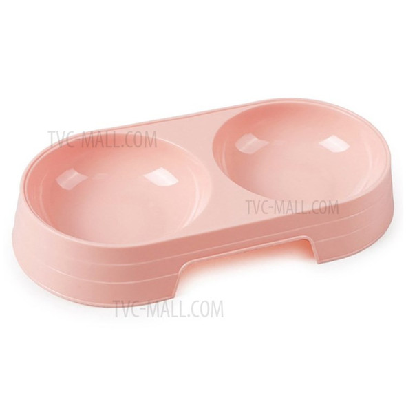 Pet Bowl Double-Bowl Cat Dog Feeder Water Dish  -  Pink