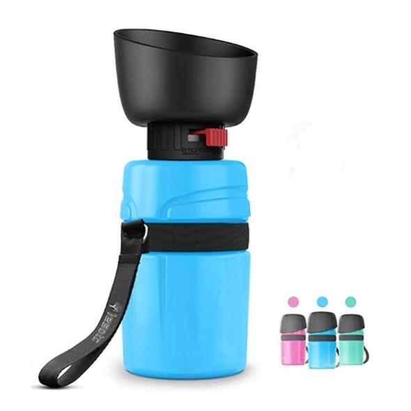 TG-BL038 600ML Dog Travel Water Pet Drinking Bottle Drink Cup Dispenser for Walking Hiking (BPA-free) - Blue