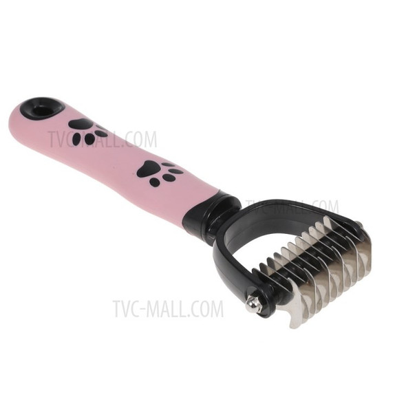 Pet Grooming Tool Double Sided Dogs Cats Hair Remove Comb Mats Tangles Shedding Brush - Pink