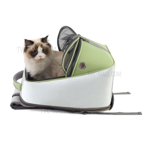 LDLC QS-066 Portable Cat Carrier Tote Backpack Breathable Pet Shoulder Bag for Travel Outdoor - Grey/Mint Green
