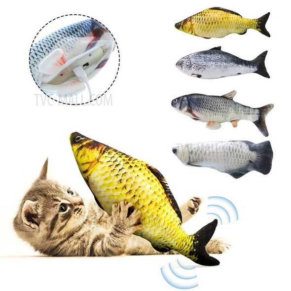 Cat Toy Electric Wagging Fish USB Charging Realistic Carp Doll Fish Plush Toy - Grass Carp