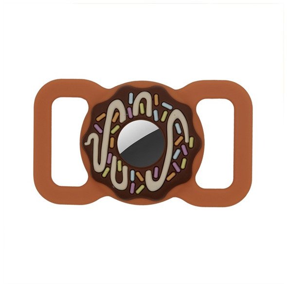 Doughnut Silicone Cover for AirTag Bluetooth Tracker Protective Case for Dogs/Cats Pets (Size: L) - Brown