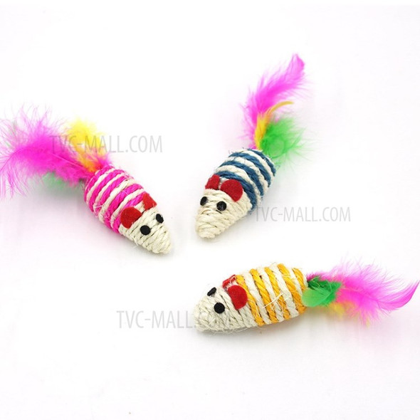 Colorful Mouse Cat Pet Toy Cat Scratch Feather Toy - Random Color