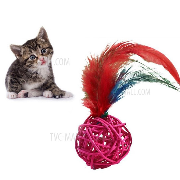 Feather Cat Toy Rattan Ball Molar Rods Bite Resistant Random Color  -  Random