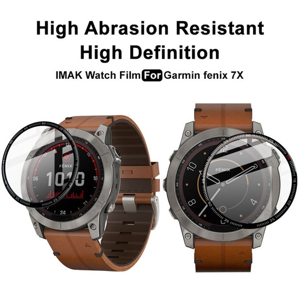 IMAK for Garmin Fenix 7X HD Smart Watch Screen Protector Anti-scratch Soft PMMA Protective Film