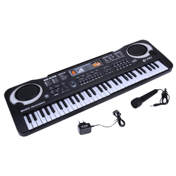 MQ-6106 61-key Multi-function Children Simulation Electronic Piano Children Intelligence Music Toys, EU Plug(Black)