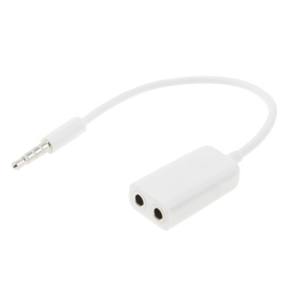 Noodle Style 3.5mm Stereo Audio Headset to 2x Splitter Adapter, For iPhone 5 / iPhone 4 & 4S / 3GS / 3G / iPad 4 / iPad mini / mini 2 Retina / New iPad / iPad 2 / iTouch(White)