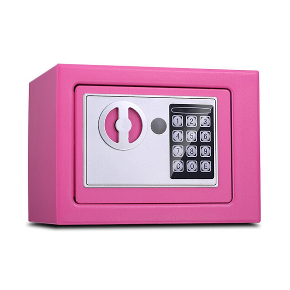 17E Home Mini Electronic Security Lock Box Wall Cabinet Safety Box without Coin-operated Function(Pink)