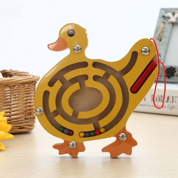 Children Puzzle Toy Wooden Magnetic Small Size Duck Pattern Animal Maze