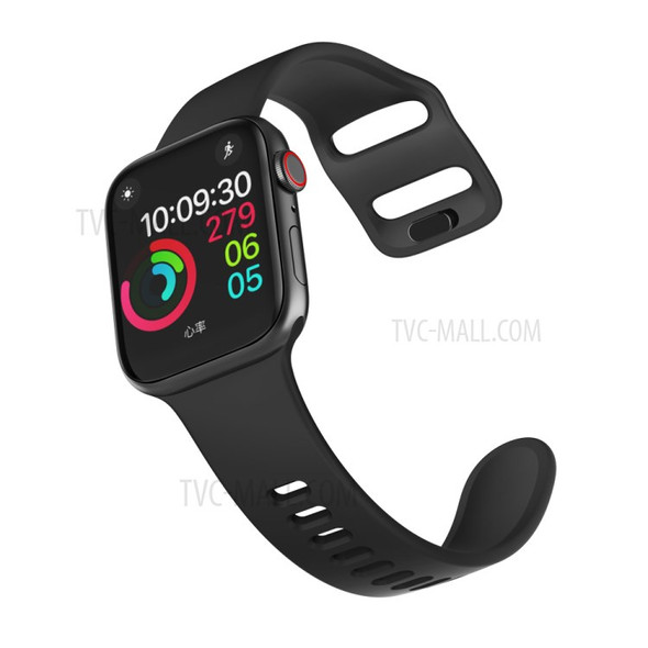 Silicone Smart Watch Replacement Strap for Apple Watch Series 7 41mm/ Series 6/SE/5/4 40mm / Series 3/2/1 38mm - Black