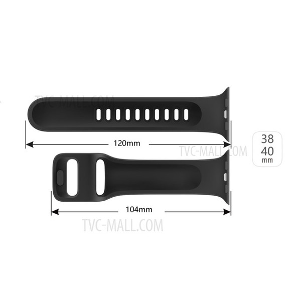 Silicone Smart Watch Replacement Strap for Apple Watch Series 7 41mm/ Series 6/SE/5/4 40mm / Series 3/2/1 38mm - Black