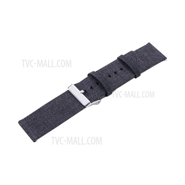18mm Nylon Canvas Watch Band Strap with Metal Buckle for Fossil Gen 4 - Black