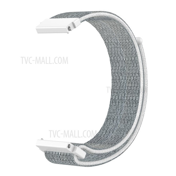 Loop Fastener Nylon Weaven  Smart Watch Strap for Fossil Gen 5, 22mm Width - White/Grey