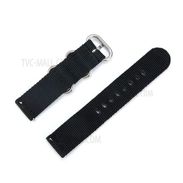 Nylon Watch Band Metal Buckle with Connecting Rods for Suunto 3 - Black