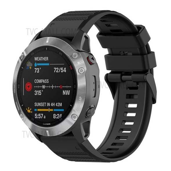 22mm Adjustable Solid Color Silicone Watch Strap Wrist Band for Garmin Fenix 3 5 6 7 / Descent G1 / Forerunner 935 / 945 / 955 - Black