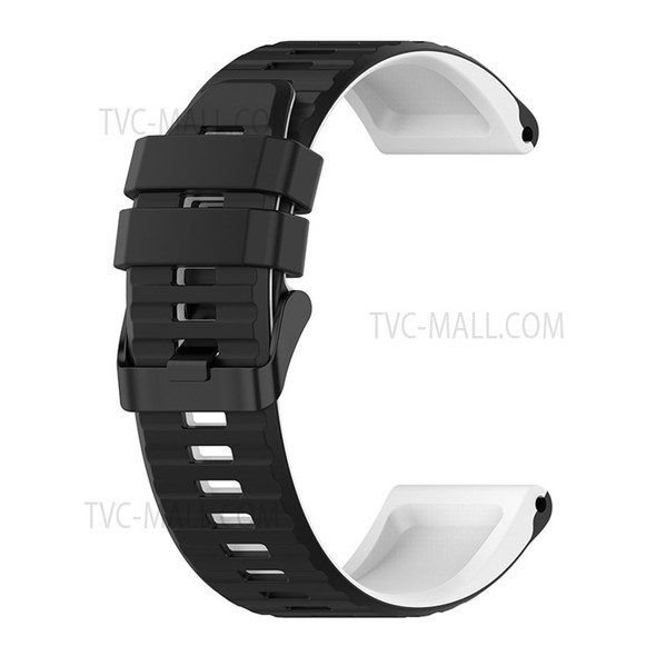 For Garmin Fenix 7 22mm Width Replacement Wrist Band Dual Color Silicone Adjustable Smart Watch Strap - Black/White