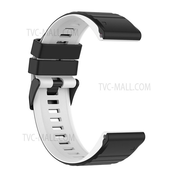 For Garmin Fenix 7X 26mm Wrist Band Dual Color Silicone Adjustable Replacement Watch Strap - Black/White
