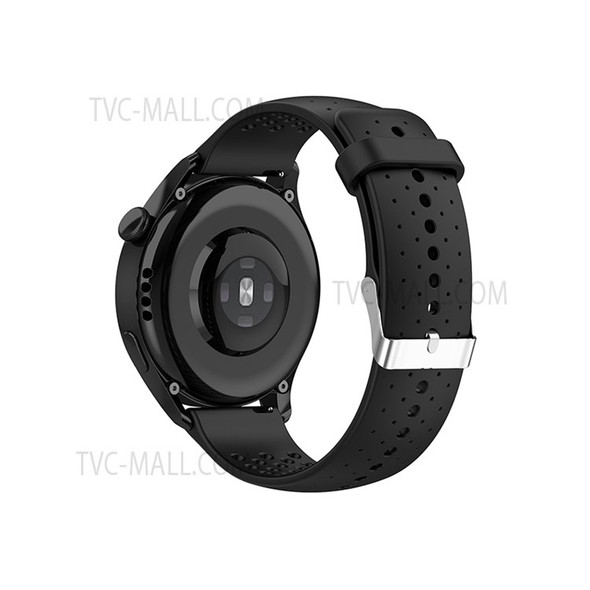 For Huawei Watch GT3 42mm/GT2 42mm/Watch 2 Soft Silicone Strap for Sports Watch 20mm Quick Release Wrist Band with Breathable Holes - Black