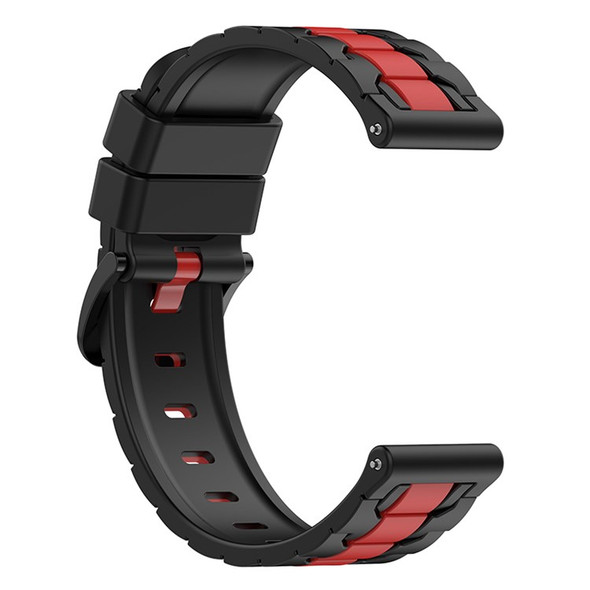 For Omega Swatch Joint MoonSwatch 20mm Smart Watch Strap Dual Color Chain Shape Design Wrist Band Replacement - Black / Red
