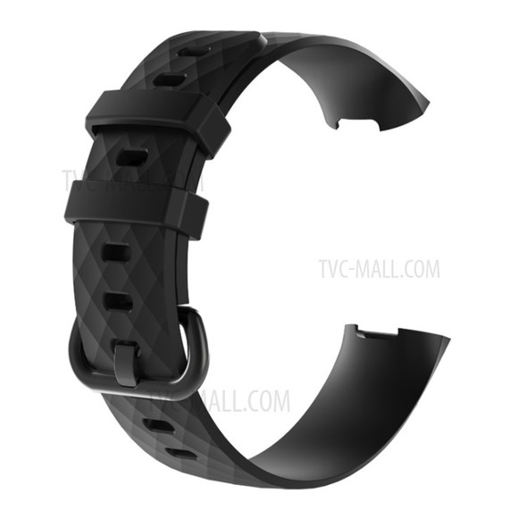 Flexible Silicone Replacement Wristwatch Band Strap for Fitbit Charge 3 - Size: L / Black