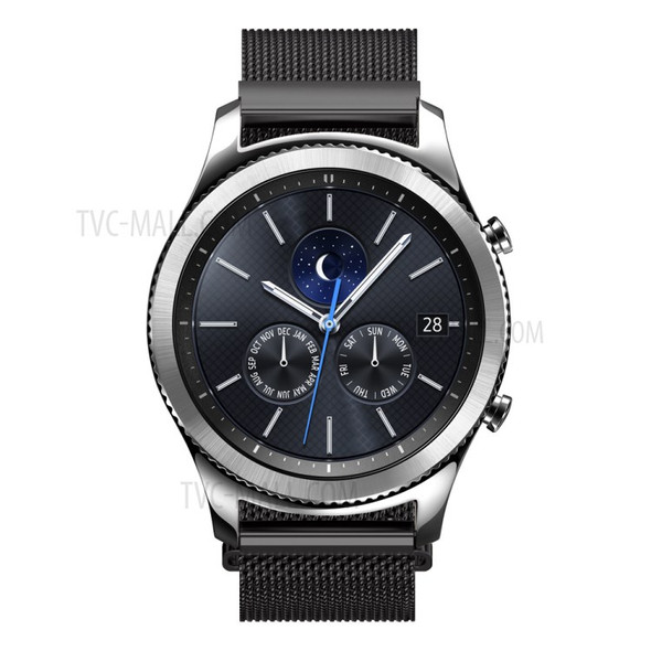 For Samsung Gear S3 Frontier/S3 Classic 22mm Luxury Milanese Wrist Strap Stainless Steel Magnetic Watch Band - Black