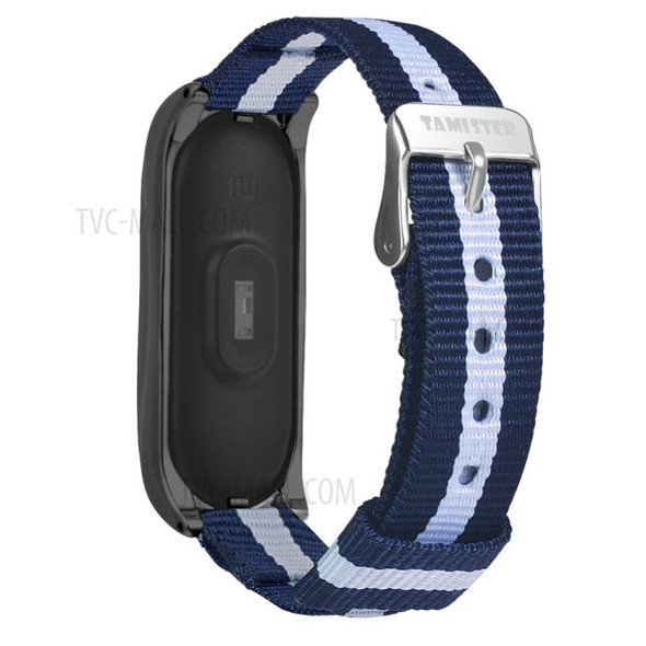 Sport Style Striped Watch Bank Strap Wristband for Mi Band 5/5 NFC-5 - White/Black